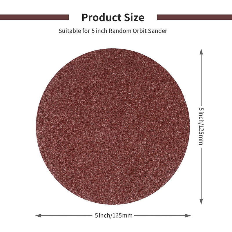 [Australia - AusPower] - 125 mm Eccentric Sandpaper, 80 Grit, 125 mm Sanding Discs for Random Orbital Sanders, 5 Inch Velcro Sanding Sheets for Wood Materials, Chipboard, Metal (Pack of 30) 