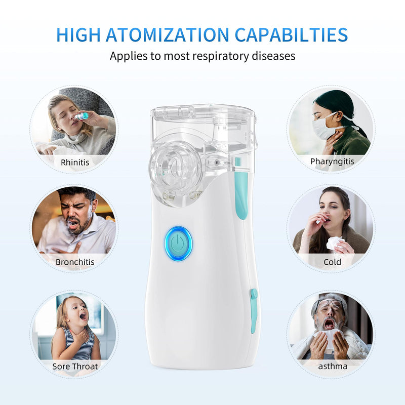 Ultra-Portable Nebulizer Machine, Efficient Mist Inhaler for Adults & Kids, Portable Nebuliser, Perfect for Travel and Home Use.Hailie white