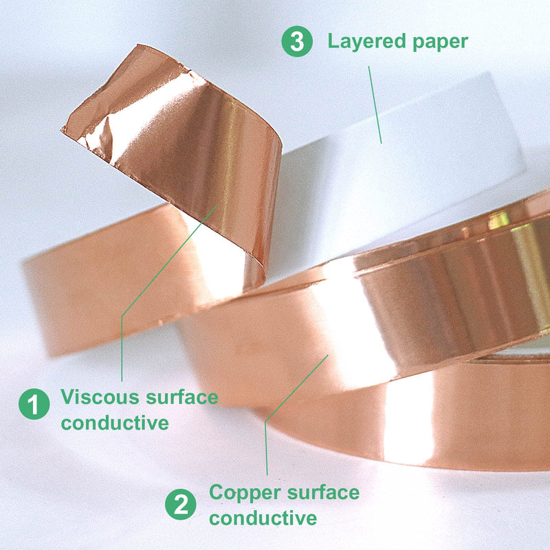 [Australia - AusPower] - BOMEI PACK Copper Foil Tape 1 Pack 1inch x 66ft with Conductive Adhesive for Guitar and Crafts, Soldering, Stained Glass, Electrical Repairs, Grounding 1in*66ft 