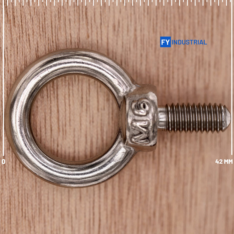 [Australia - AusPower] - Stainless Steel Machinery Shoulder Lifting Eye Bolt (M6, 5 Items) M6 Silver 