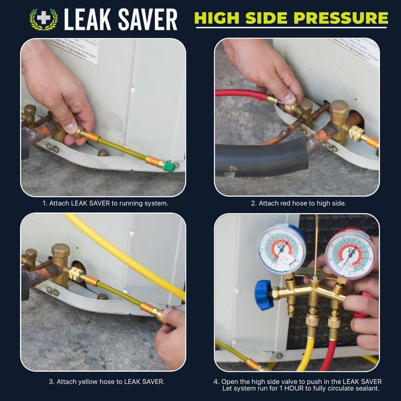 [Australia - AusPower] - Leak Saver Direct Inject AC Leak Sealer | AC Stop Leak for Most HVAC Systems Up to 5 Tons | Works with All Systems & AC Refrigerants | Made in the USA Standard System (Up to 5 Tons) 1 Pack 