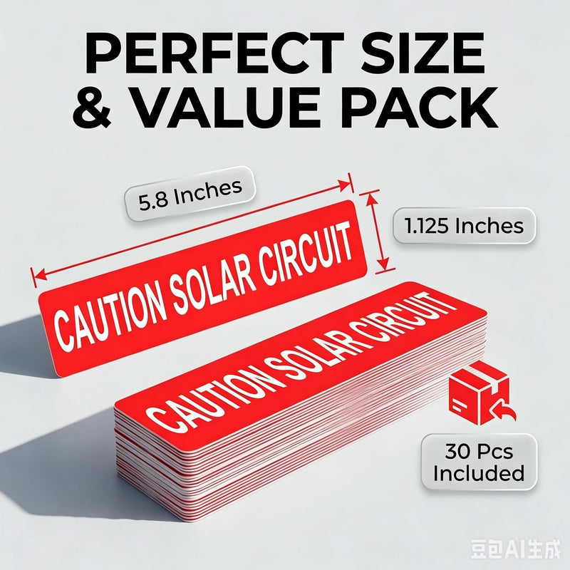 30Pcs Caution Solar Circuit Labels, PV Photovoltaic System Safety Stickers for Solar Installers, Electricians, Industrial Use| Code Compliant | UV Resistant Weatherproof | Industrial Grade Vinyl