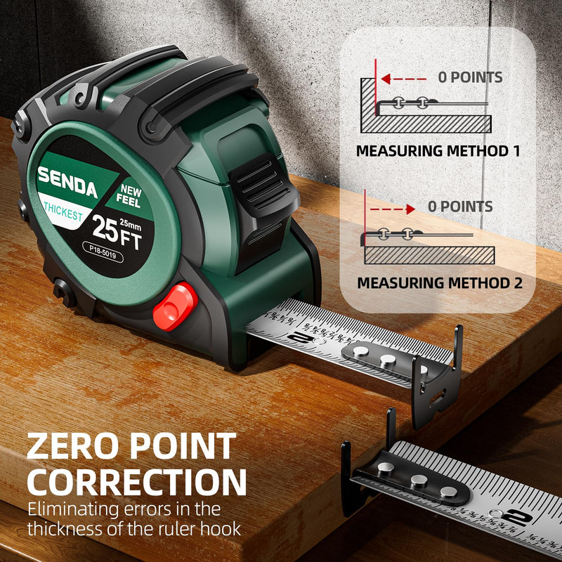 [Australia - AusPower] - Tape Measure 25Ft,Heavy Duty Measuring Tape with 25mm Wide with Three Stops, High Precision Retractable Measuring Tape,Rubber for Comfortable Grip, Fraction Markings(25FT*2) 2 7.6 m 