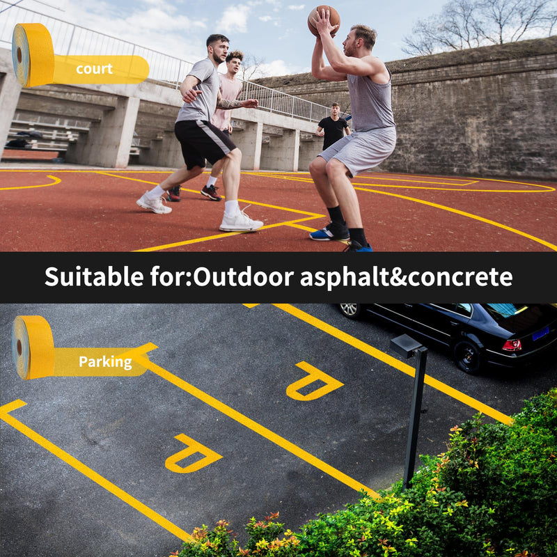 Reflective Pavement Marking Tape Slip-Resistant and Durable, Heavy-Duty Rubber Base for Outdoor Applications, Perfect for Driveways, Walkways, and Parking Areas (Yellow, 2 Inch X 18 Feet) Yellow