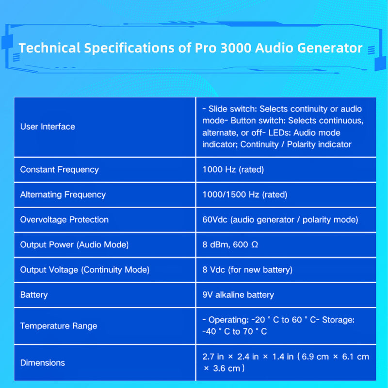 [Australia - AusPower] - Pro3000 Tone Generator and Probe Kit, Tone Generator Kit, Toner Electrical Tool, Wire Toner and Probe Kit, Handheld Telephone Line Finder with SmartTone Technology 