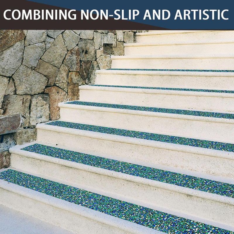 CHUANGSEED Blue Rubber Anti-Slip Tape 4" x 15ft Multi-Purpose Heavy Duty, Outdoor/Indoor Waterproof, Safety Anti-Slip Tape for Stair Tread Traction, Pool,Trail, Bathroom, Wooden Stair 4''X15FT