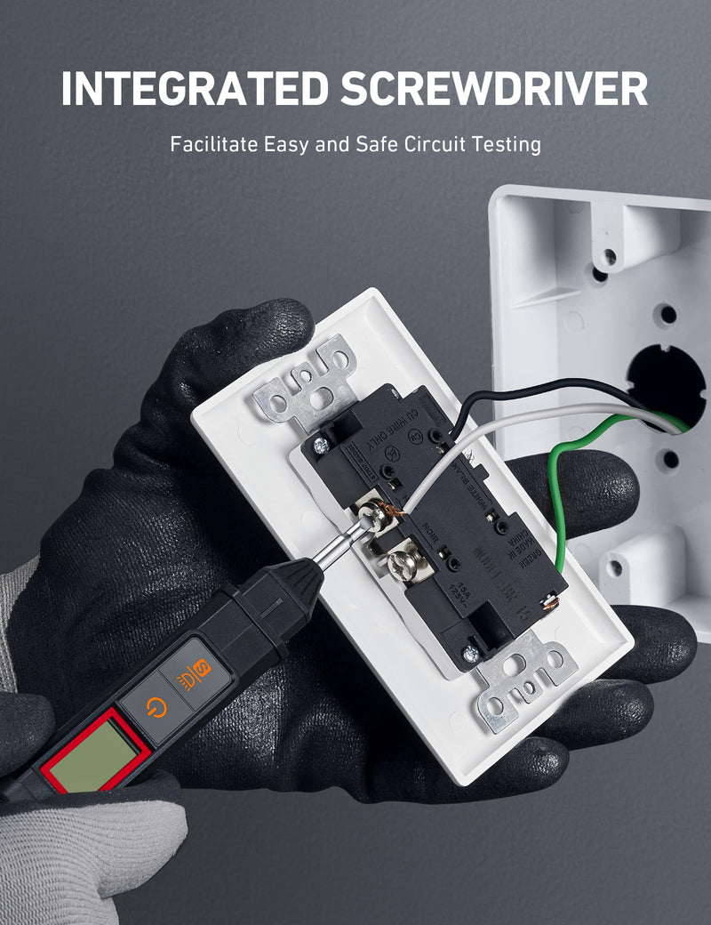 [Australia - AusPower] - Voltage Tester with Screwdriver Non-Contact Dual Range AC 12V/70V-1000V and Multimeter Tester 2000 Counts 