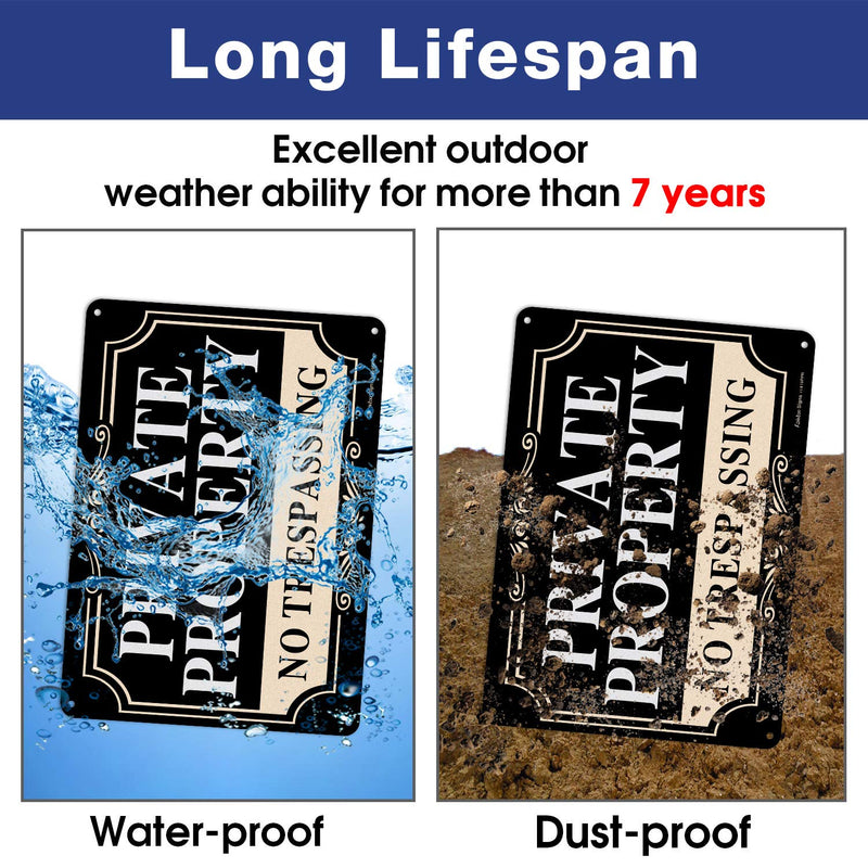 No Trespassing Signs Private Property,14x10 Inch Rust Free Aluminum Metal Sign,Reflective,Fade Resistant,UV Protected,Weatherproof Up to 7 Years Indoor/Outdoor Use (3 Pack) 14x10 inches - 3 Pack