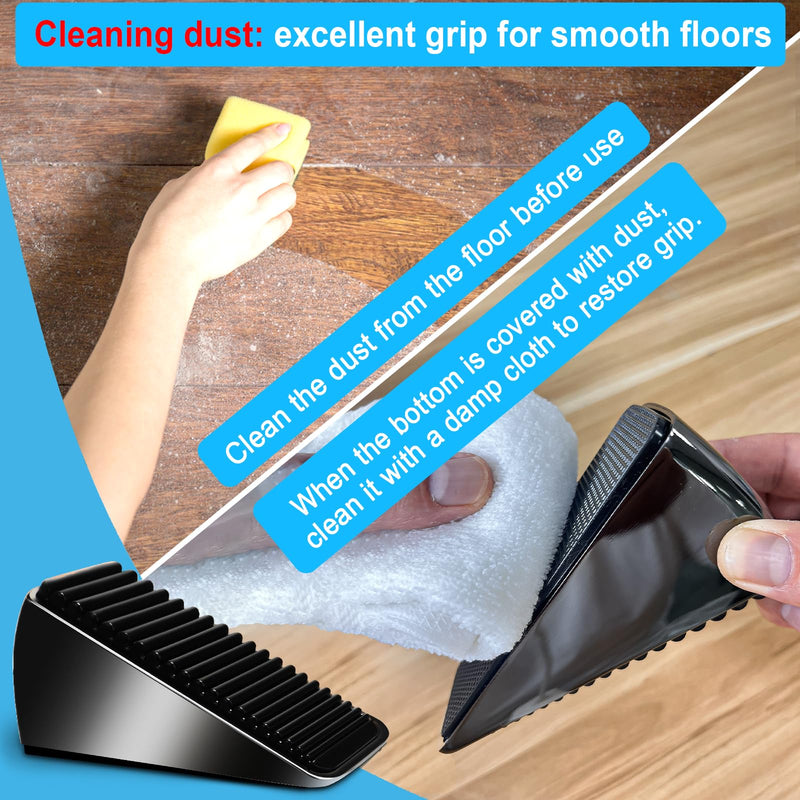 [Australia - AusPower] - Strongest Large Door Stopper - Heavy Duty Tall Door Stop Wedge Door Stoppers for Bottom of Door, Tall up to 2.6 In Doorstop Zinc Alloy and Silicone Made Suits Any Heavy Door Any Smooth Floor Black - 1 Pack 