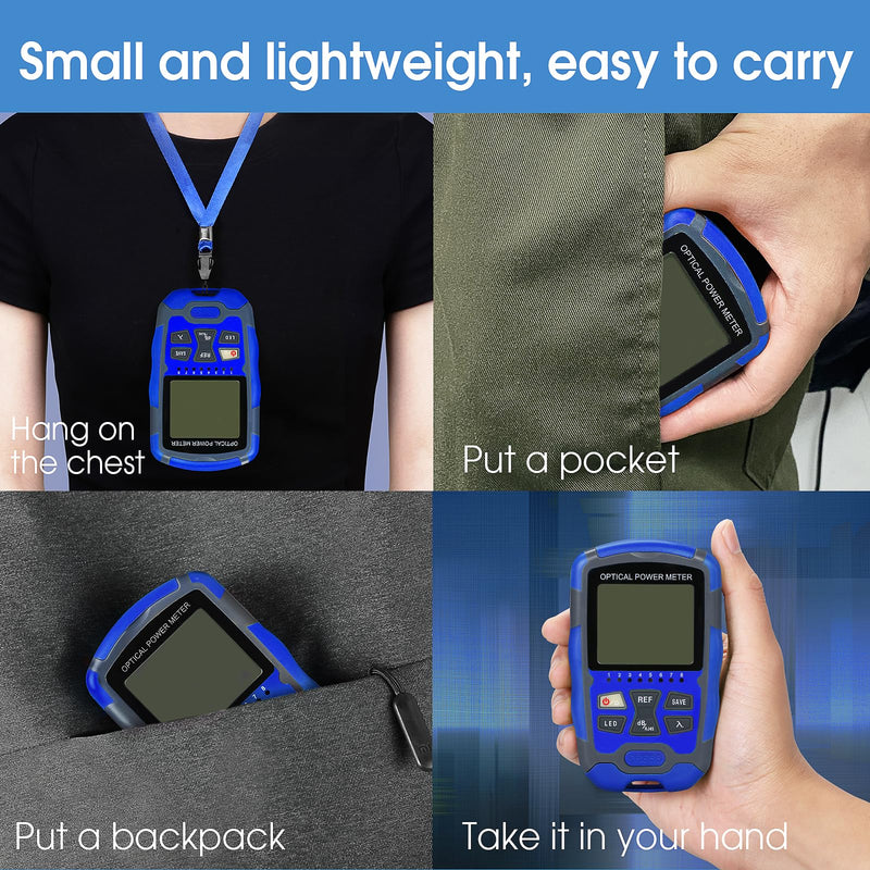 [Australia - AusPower] - A-M70 Fiber Optic Cable Tester Portable -70~+10dbm Optical Power Meter FC/SC/ST Interface Fiber Tester with LC Adapter and RJ45 Tester 