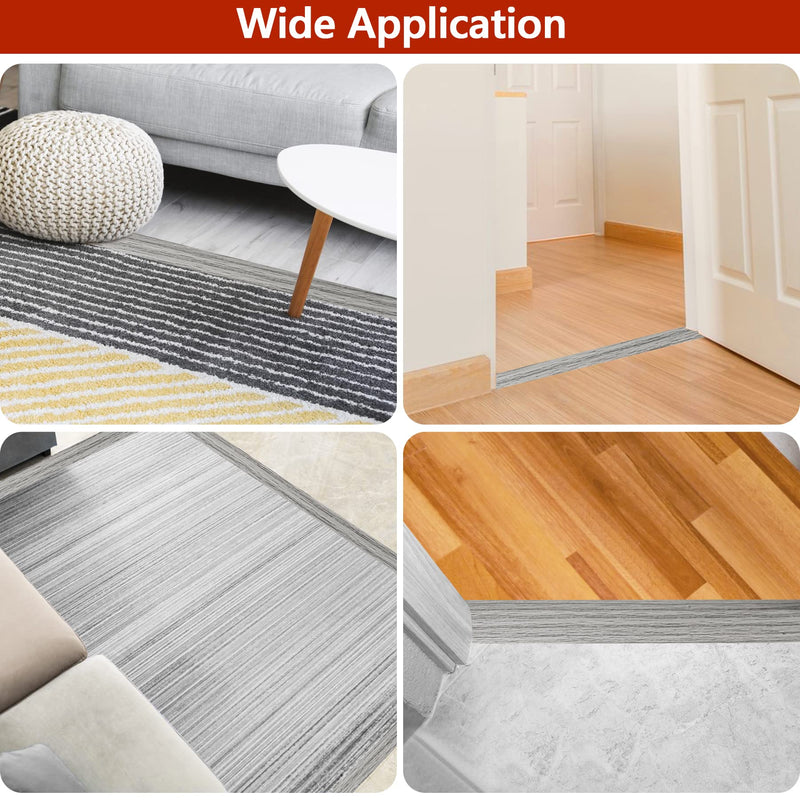 10Ft Floor Transition Strip Self Adhesive Carpet to Tile Floor Edging Trim PVC Threshold Strips, Peel and Stick Floor Joining Strip Suitable for Threshold Height Less Than 5mm (Gray Forest) 10 Feet Gray Forest