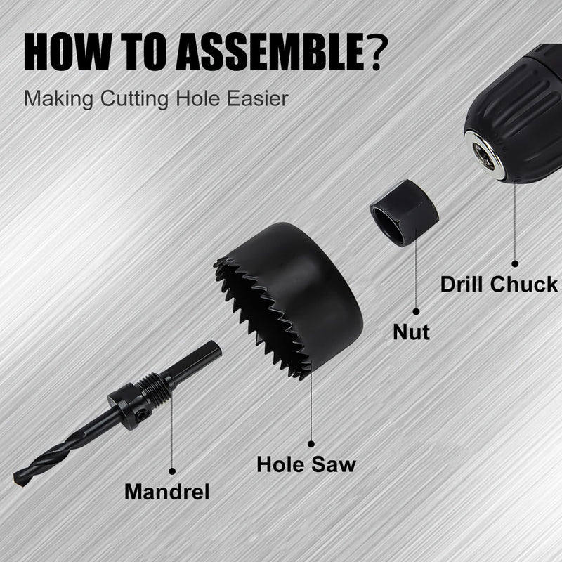 [Australia - AusPower] - KATA 6PCS Hole Saw Kit 1-1/4" to 2-1/8"(32-54mm) Hole Saw Set in Case with Mandrels and Hex Key for Soft Wood, PVC Board, Plywood 6PC 