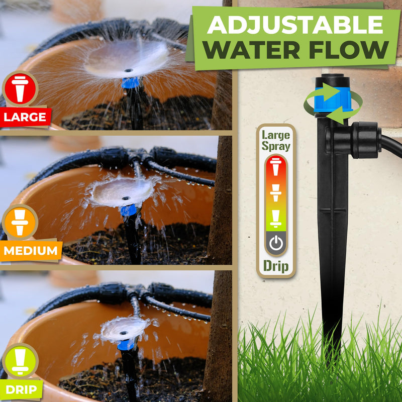 [Australia - AusPower] - Carpathen 30pcs Drip Irrigation Emitters - 1/4" Drip Irrigation System Push-to-Connect - Adjustable 360 Degree Drip Emitters Vortex on 6" Sturdy Stake - Irrigation Drippers for Garden Watering System 30 Vortex Push-To-Connect Emitters 