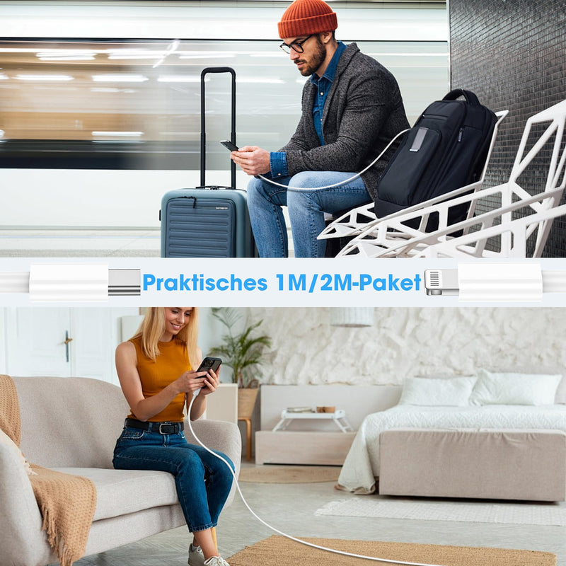 USB C Lightning Cable, Pack of 2, 1 m + 2 m, for iPhone Charging, MFi Certified for Apple, Fast Charging Cable for iPhone 14/13/12/11/Pro/Pro Max/Mini/XR/XS/XS Max/X/8/7/6/6s/Plus/iPad