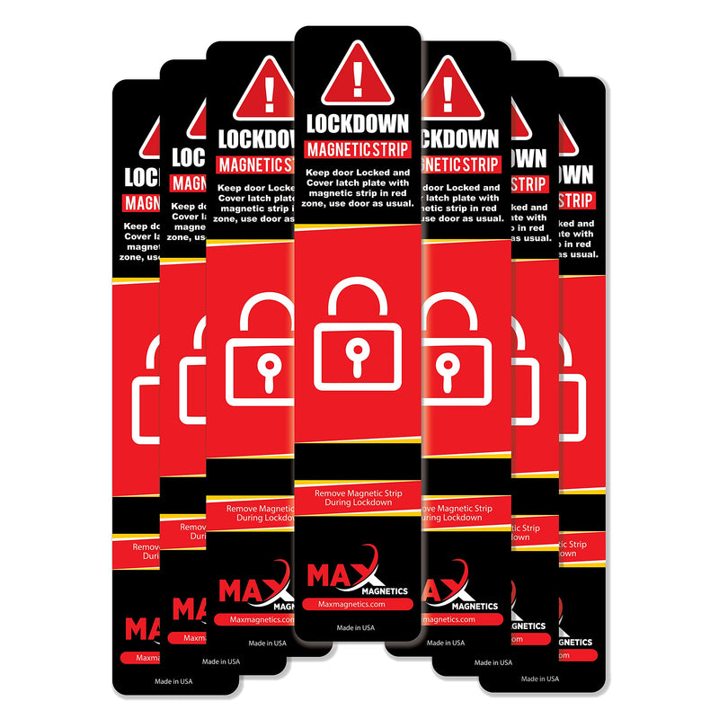 10 Pack Max magnetics Black Lockdown Magnetic Strips for Door Frames - High-Density Magnet Security Devices for School & Office - Strong Adhesion & PVC Top Layer, Smooth Opening & Closing 10