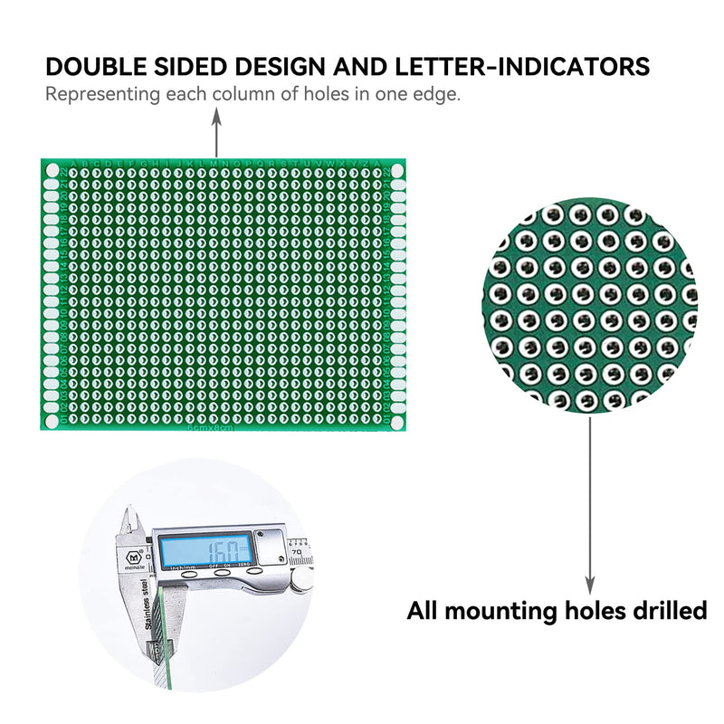 [Australia - AusPower] - 48 Piece Perforated Grid Board Kit, 12 Double-Sided PCB Board PCB Board Perforated Board 10 Pieces Male Female 10 Tiller Header, 10 Pieces 2P & 3P Screw Terminal with 16 Tablets Nylon Column Basic version 