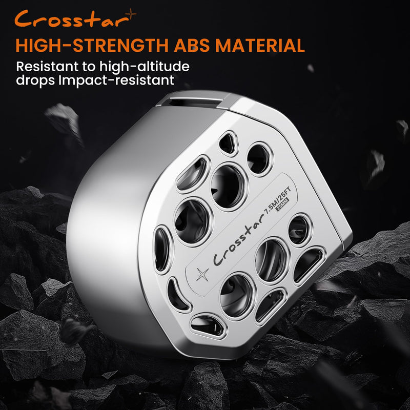 [Australia - AusPower] - Crosstar 25FT Magnetic Self-Locking Stainless Steel Tape Measure, Double-Sided Scale, Waterproof & Rustproof Retractable Measuring Tape with Hollow Design for Home, Industrial, Woodworking 25' 