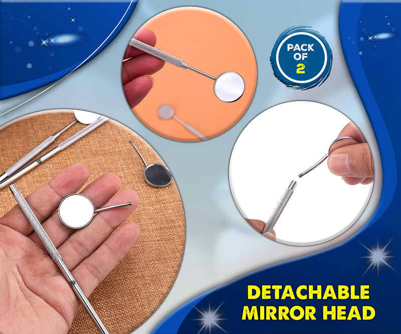 ARSUK Dental Mirror, Teeth Inspection Dentist Mirror with Handle, Rust-Free Dental Oral Care Instrument Tools 2