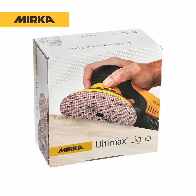 Mirka Ultimax Ligno Ø 150mm Sanding Discs Hook and Loop Multifit / Grit 60 / 50 Pieces / Multi-punched / for sanding wood surfaces | Multi-punched for efficient dust extraction, durable, ideal for sanding wood surfaces, grit 60, pack of 50
