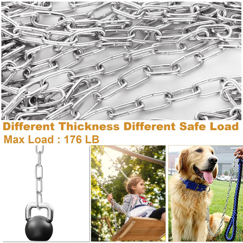 [Australia - AusPower] - 1/8" Stainless Steel Link Chain, Galvanized Metal Chain, 26.2 Ft Small Strong Chain Link Chain, Utility Metal Decorative Chain Camping Pet Dog Chain Hanging Chain for Bird Feeder Planters Signs 