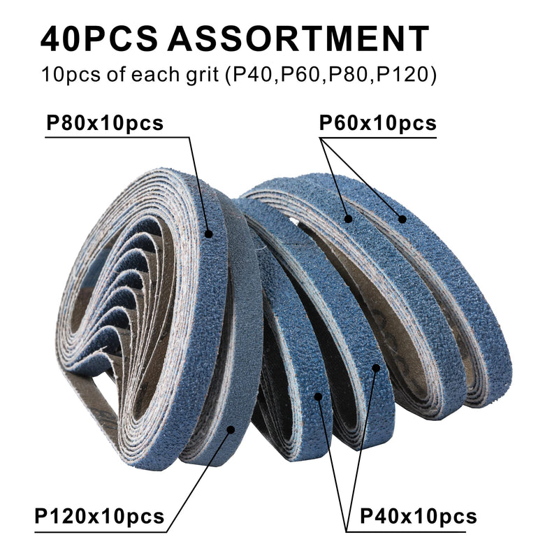 [Australia - AusPower] - UPWOOD Set of 40 Zirconia Sanding Belts 10 x 330 mm Zirconia Corundum Sanding Belt Set of 10 x Grit 40/60/80/120 10 x 330 mm sanding belts 
