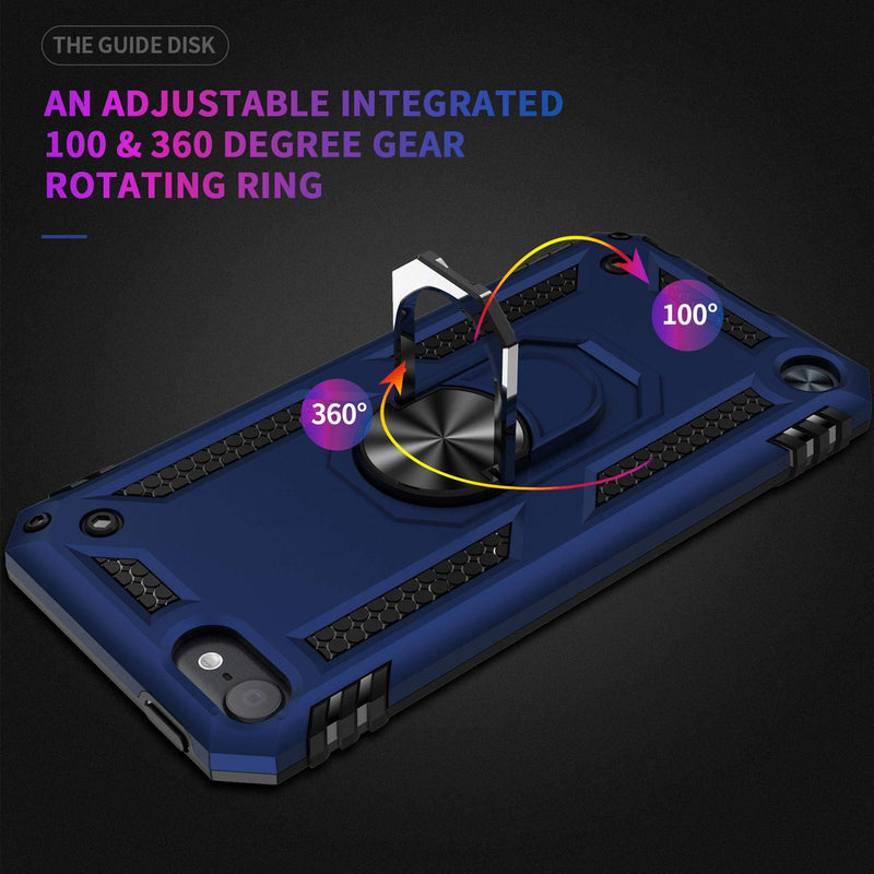 [Australia - AusPower] - ULAK Compatible with iPod Touch 7 Case/iPod Touch 6 Case with 2 HD Screen Protectors, Hybrid Rugged Shockproof Cover with Built-in Kickstand for iPod Touch 7th/6th/5th Generation (Blue) Blue 