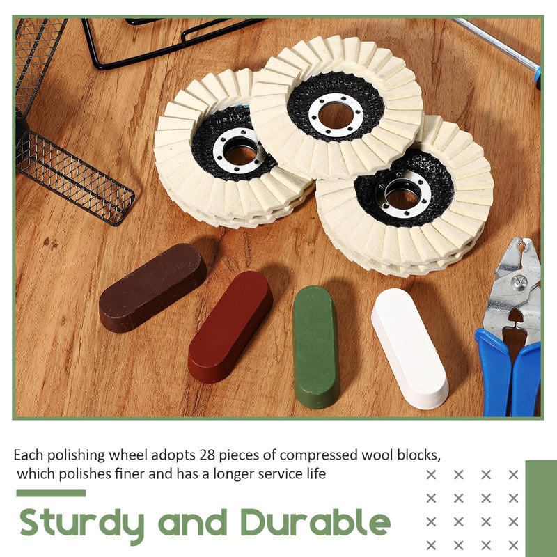 [Australia - AusPower] - 9 Pcs Felt Flap Disc Abrasives Buffing Polishing Wheel and Compounds Set 5 Pcs Wool Polishing Disc 4 Compound Wool Buffing Wheel Pad for Angle Grinder 