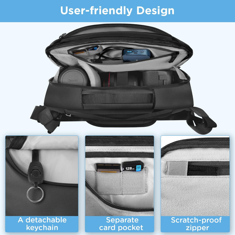 [Australia - AusPower] - Camera Sling Bag,Waterproof Camera Case with Tripod Holder,DSLR/SLR/Mirrorless Camera Bags Crossbody for photographers-Black Black 