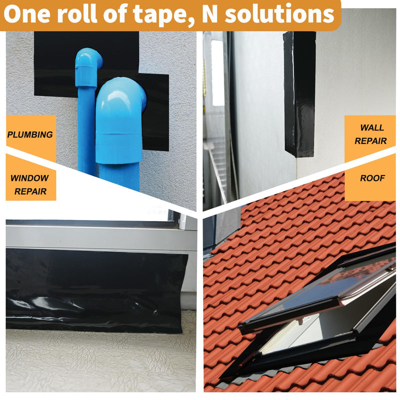 Flashing Tape for Windows and Doors, 3.75 in x 30 ft Roll, Acrylic Adhesive, Self-Adhesive Flashing Tape, Waterproof, UV Resistant,Great for Sealing Doors, Windows, and Construction & Repairs (6 pack) 3.75" x 30' 6