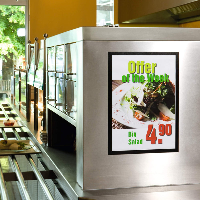 Durable Duraframe Sign Holder - Tabloid - Size 11" x 17" Inch - Black Magnetic Frame - Pack of 2