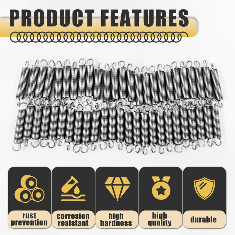 [Australia - AusPower] - 50PCS Extension Spring - Stainless Steel Extension Springs with Hook Ends - 1/4" x 1-1/2" - Ideal for Various Applications - Durable and Reliable Small Springs 