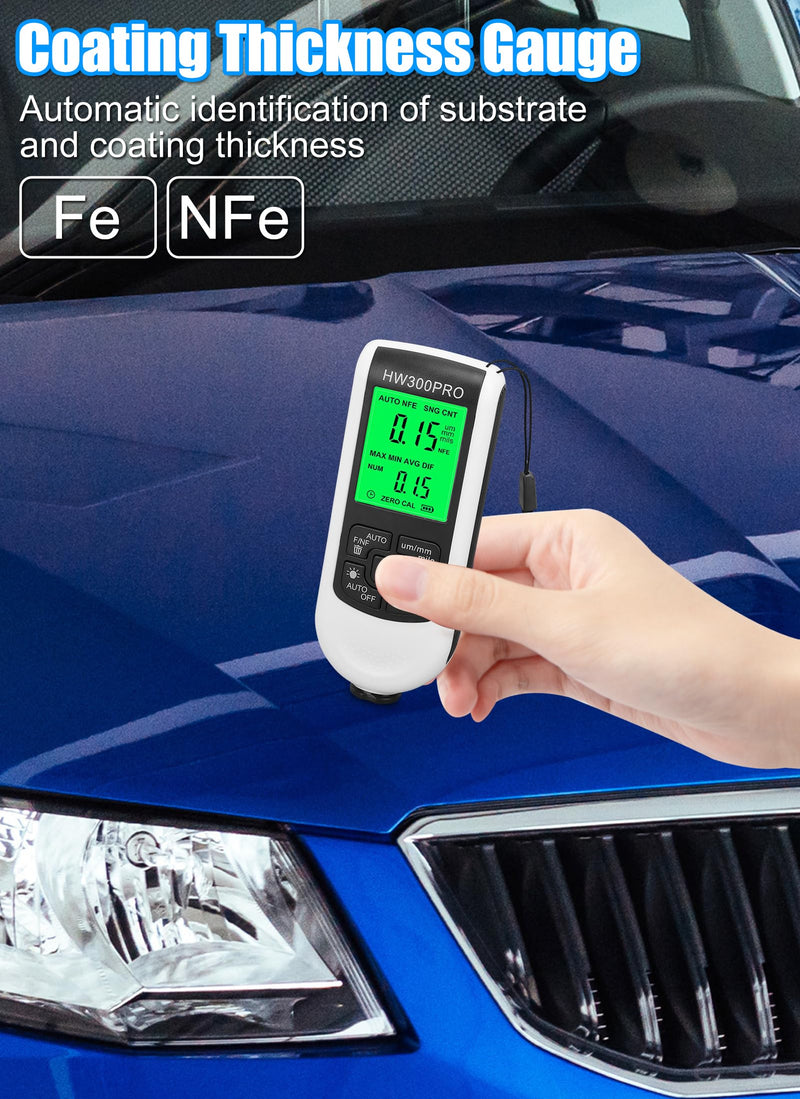 New Digital Coating Thickness, Ultra high Probe, Paint Mil Thickness Meter for Automotive Paint Thickness Measurement, Measuring Range: 0 to 2000UM(White)