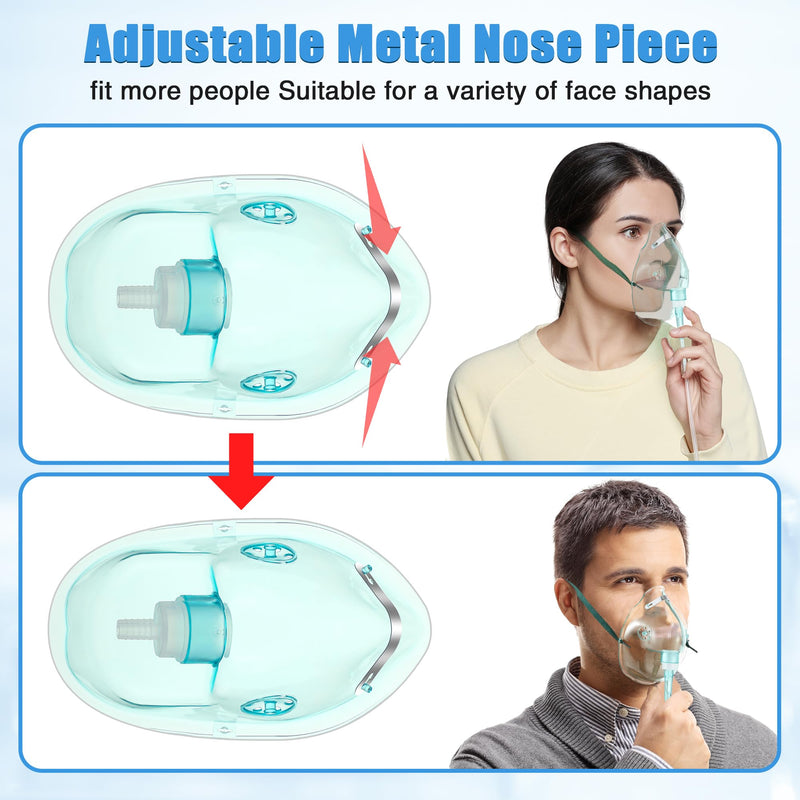 [Australia - AusPower] - Geiserailie 2PCS L Oxygen Mask with 6.6 Ft Tubing and Adjustable Elastic Strap, Adult Oxygen Mask with Tubing, Breathing Masks for Face Adult Size L 