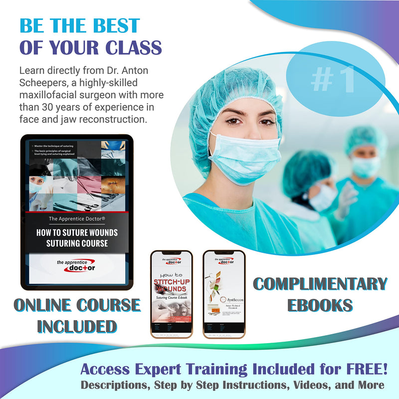 [Australia - AusPower] - Suture Practice Kit for Medical Students + Access to The Apprentice Academy's in-Depth Online Suturing Course. Course & Practice Kit Designed by an Experienced Surgeon Right-handed (v2) 