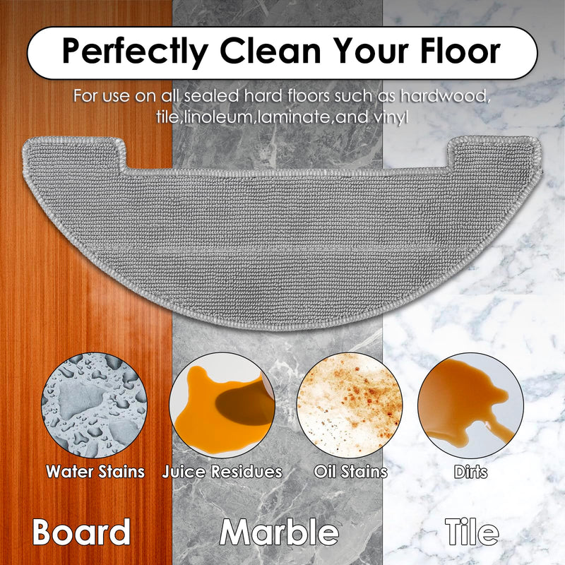 (11 Pack) MR1 SE Replacement Parts Compatible with MONSGA MR1 SE Robot Vacuum Cleaner, 1 Roller Brush, 4 Side Brushes, 4 HEPA Filters with Foam Filters, 2 Mop Pads, Accessories Kit