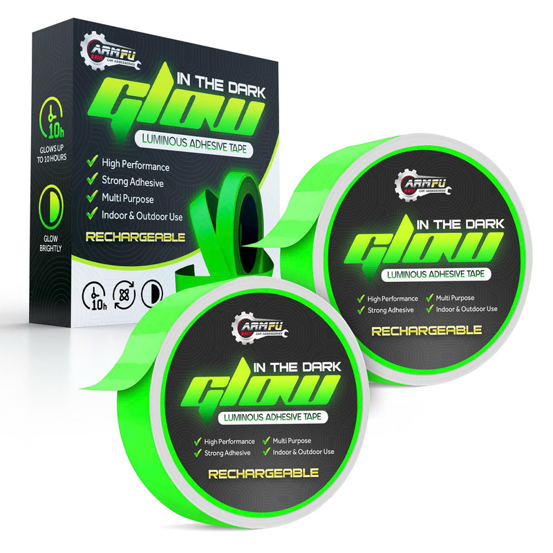 1 Inch x 60 FT Glow in The Dark Tape – Pack of 2 Rolls – Bright Rechargeable Fluorescent Glow – Luminous for Outdoors & Indoors –Glow – for Home Decoration & Markings