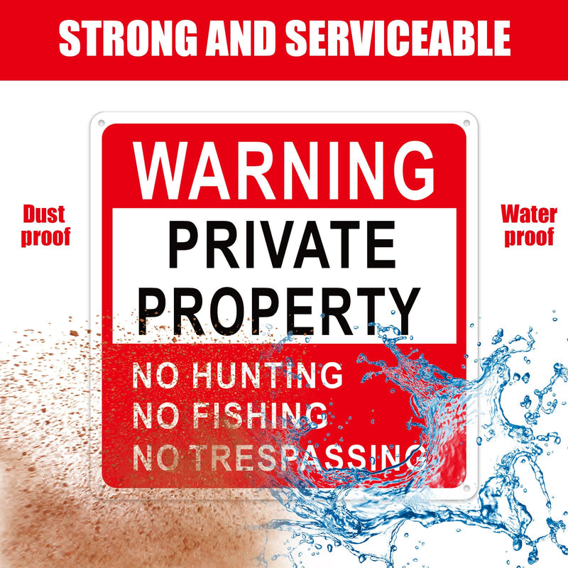 Lineshading 8 Pcs Large Posted No Hunting No Trespassing Signs Private Property Weatherproof Sign Reflective Aluminum Sign for Warning Hunting Fishing Trapping Outdoor(Red,12x12") Red 12x12"