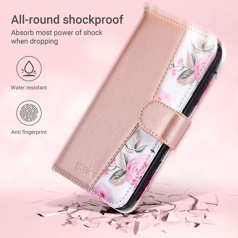 [Australia - AusPower] - ULAK Case for iPhone SE 3 Wallet 2022, iPhone 8 Wallet, iPhone SE Wallet 2020, iPhone 7 Flip Case, PU Leather Kickstand Card Holder Protective Cover for iPhone 7/8/iPhone SE 2nd 3rd Gen Rose Gold 