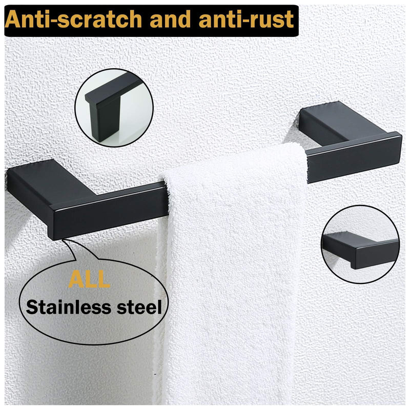 RANDOM 12 inch Matte Black Towel Bar Modern Hand Towel Holder Wall Mounted SUS304 Stainless Steel Towel Rack for Kitchen,Bathroom Hardware Accessories Contemporary.96009-2-12MB