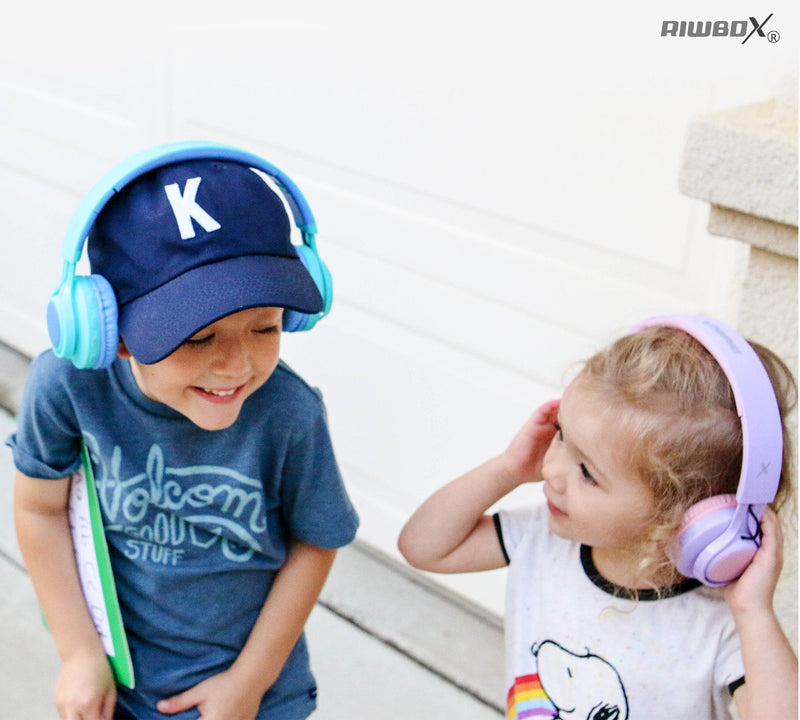 [Australia - AusPower] - Riwbox WT-7S Kids Bluetooth Headphones Light Up, Foldable Stero Wireless Headset with Microphone and Volume Control for PC/Tablet/TV/Travel (Purple) Purple 