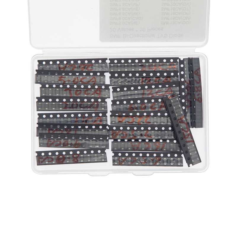20 Values * 10 Pieces SMF 200W SOD-123 TVS Bi-Directional Surface Mount Protective Diodes Kit