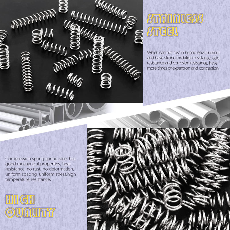 [Australia - AusPower] - Swpeet 150Pcs 5 Sizes Compression Springs Assortment Kit, Mini Stainless Steel Extension Springs for Shop and Home Repairs, 0.39" to 1.97" Length, 0.24" OD, 10mm - 50mm Length, 6mm OD 150 