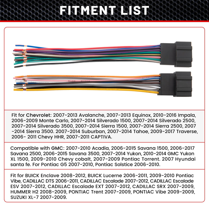 [Australia - AusPower] - RED WOLF Radio Wiring Harness w/Antenna Adapter Compatible with 2006-2013 GM GMC Sierra Chevy Impala Buick Cadillac Install Aftermarket Stereo CD Player Receiver Wire Cable Adapter 