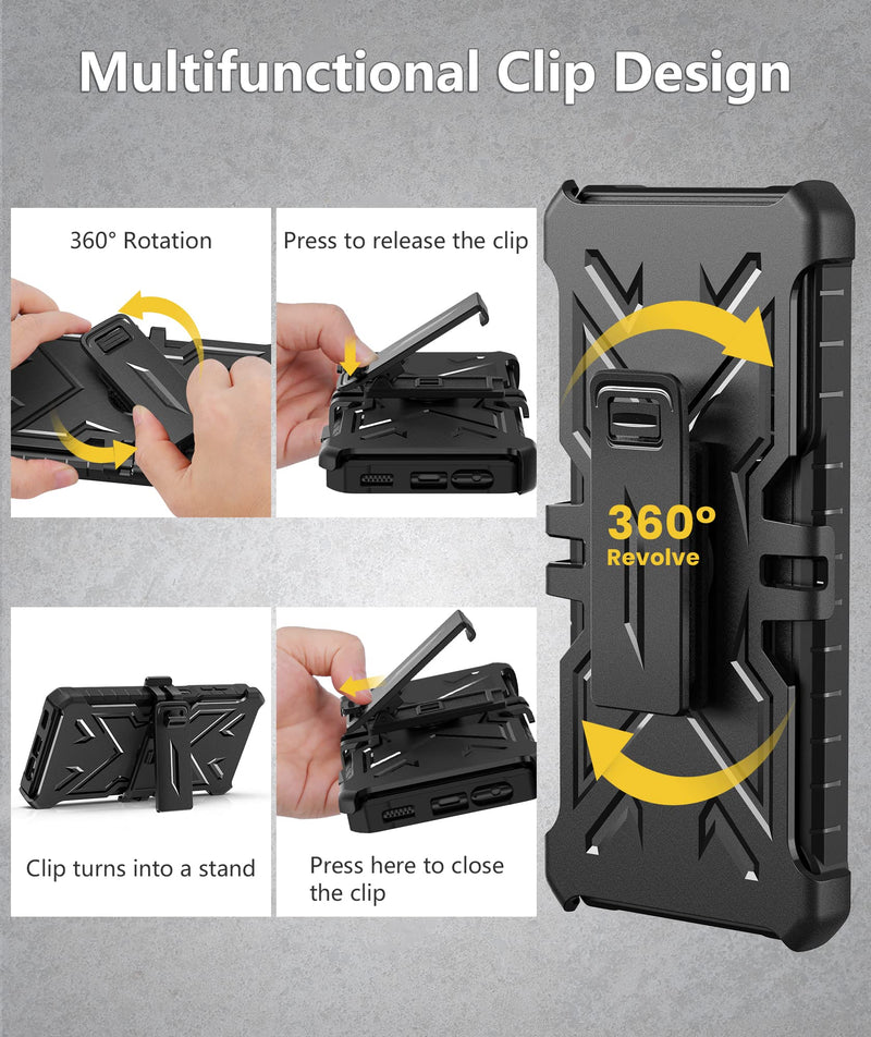 [Australia - AusPower] - Case for Samsung Galaxy A13 5G: Military Grade Drop Proof Protection Rugged Protective A13 5G/4G Phone Cover with Belt Clip Holster Kickstand & Slide - Shockproof TPU Matte Textured Bumper - Black Matte Black 