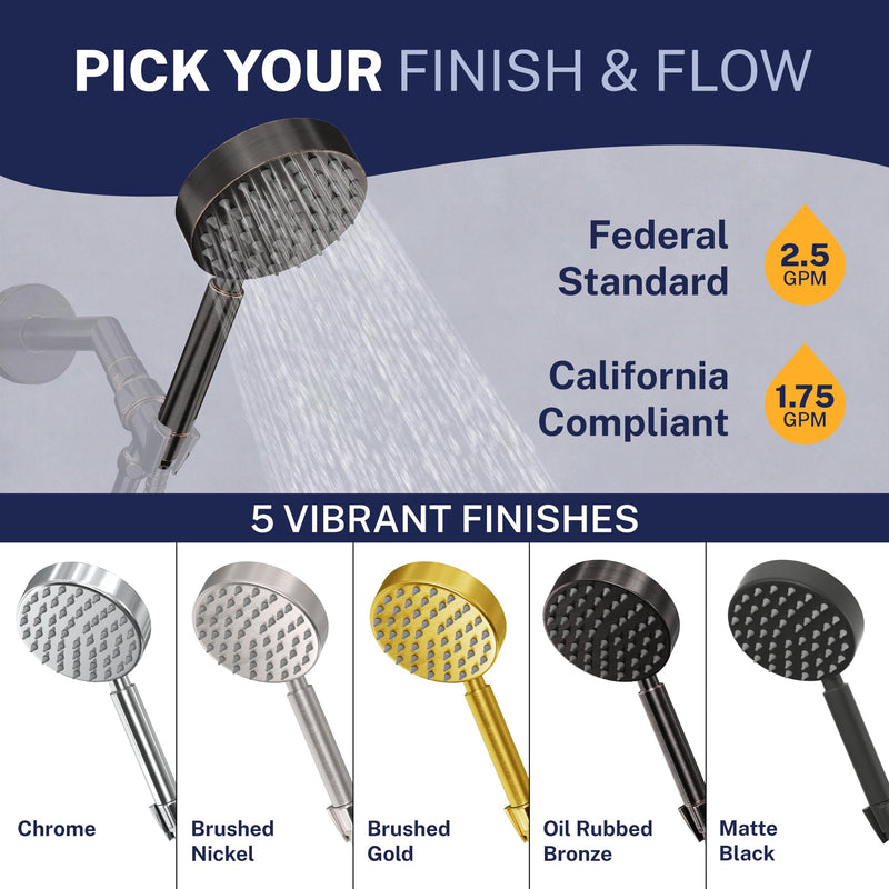 Solid Metal Hand Held Shower Head, Oil Rubbed Bronze | 4 Inch Spray Wand | Made from 304 Stainless Steel with Silicone Nozzles | Works With All Hoses, Slide Bars & Wall Mount Holders 2.5 GPM