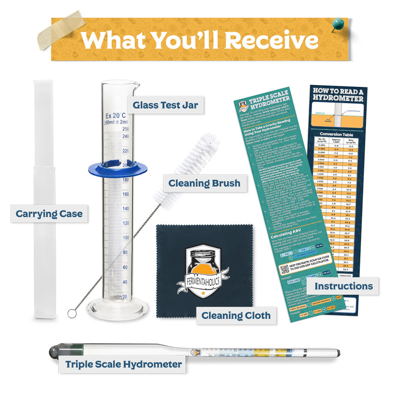 [Australia - AusPower] - Fermentaholics Triple Scale Hydrometer Test Kit | Hydrometer Test Jar Kit | Make Wine, Beer, Mead, Cider, and More | Measure ABV, Brix, and Specific Gravity (Hydrometer Test Kit - Glass Test Jar) 