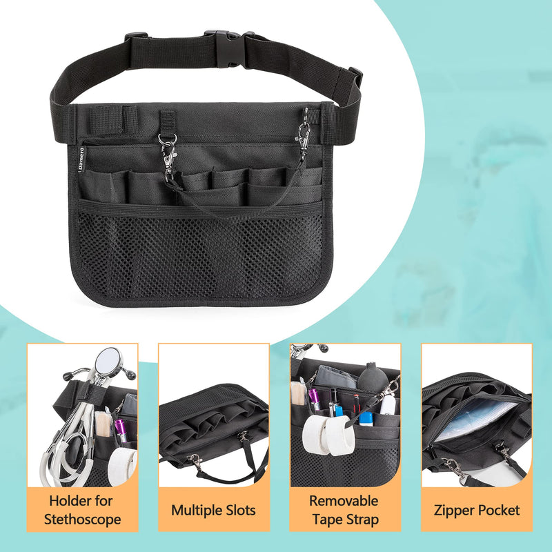 [Australia - AusPower] - Damero Nurse Fanny Pouch, Nurse Waist Pack with Tape Holder, Nurse Waist Organizer Belt for Stethoscopes, Bandage Scissors and Other Medical Supplies, Black 