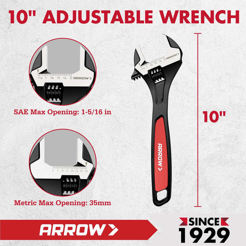 [Australia - AusPower] - DURATECH Magnetic Tape Measure 25FT with Fractions 1/8 & Arrow 8-Inch Adjustable Wrench 