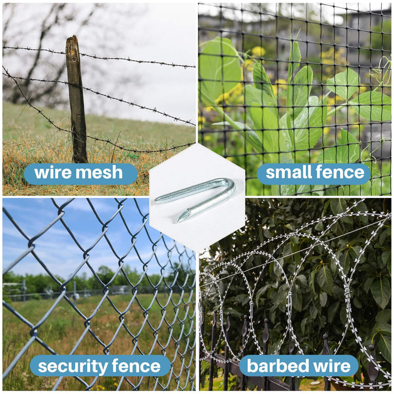 [Australia - AusPower] - Sukh 210 PCS U Fence Staples - Galvanized U Shaped Nails Heavy Duty Staples Fencing Staples U Nails for Wood fencing barbwire fence (Siver? 