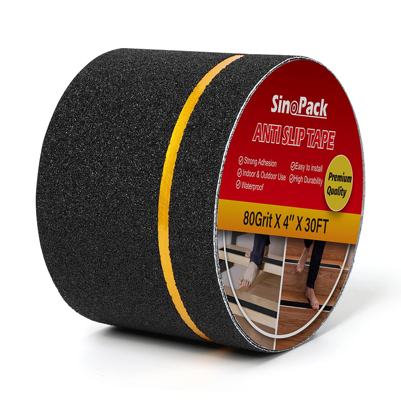 Non Slip Tape 4Inch x 30FT Waterproof Anti Slip Traction Tape, Best Grip Anti Slip Tape with Reflective Stripe for Slippery Stairs Surfaces Yellow Reflective Stripe